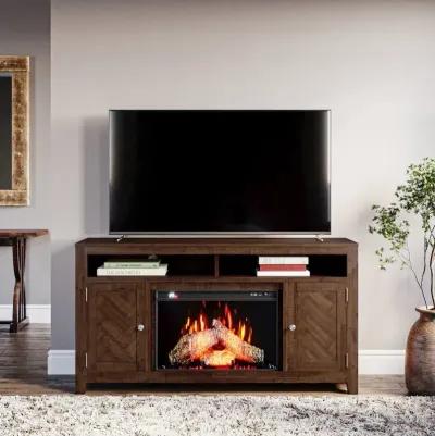 Jofran 60 Chevron Fireplace Storage Console TV Stand