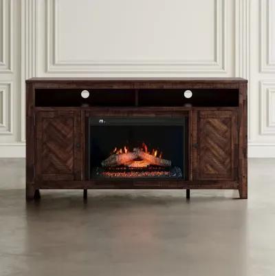 Jofran 60 Chevron Fireplace Storage Console TV Stand