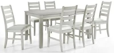 New Classic Furniture Pascal 59 Retangular Wood Dining Set with 6 Chairs in Driftwood