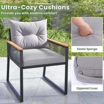 Hivvago 3 Pieces Patio Furniture Set with 2 Tier Coffee Table and Soft Seat Cushions