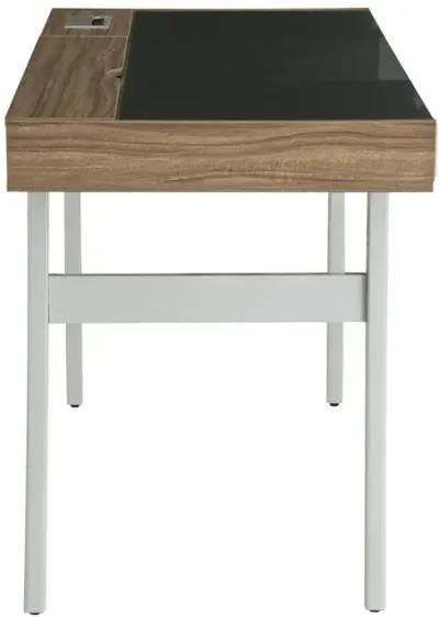 Compact Computer Desk with Multiple Storage, Walnut