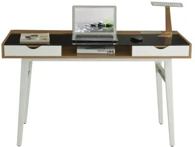 Compact Computer Desk with Multiple Storage, Walnut