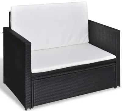 vidaXL 2 Piece Garden Lounge Set with Cushions Poly Rattan Black