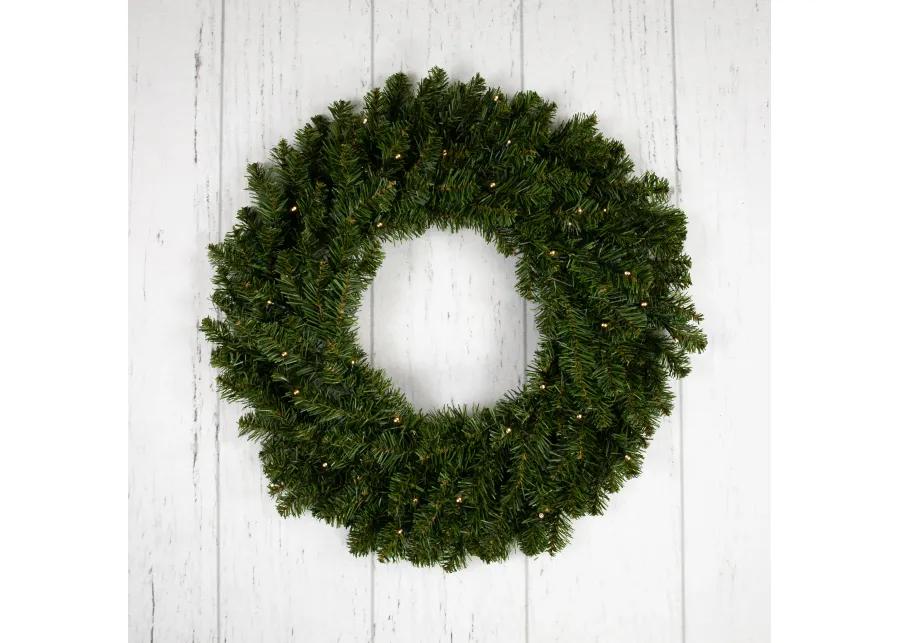 Pre-Lit Canadian Pine Artificial Christmas Wreath  24-Inch  Clear Lights