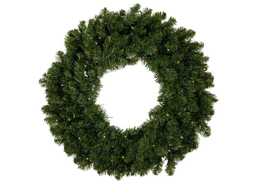 Pre-Lit Canadian Pine Artificial Christmas Wreath  24-Inch  Clear Lights