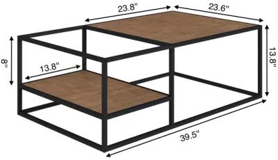 Industrial-style  Coffee Table - Black Steel -Walnut