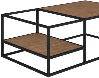 Industrial-style  Coffee Table - Black Steel -Walnut