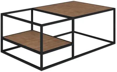 Industrial-style  Coffee Table - Black Steel -Walnut