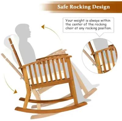 Hivvago Outdoor Acacia Wood Rocking Chair with Detachable Washable Cushions