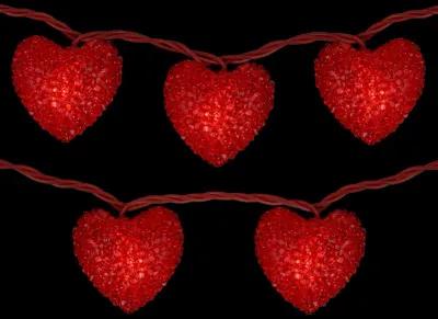 10-Count Red Heart Mini Valentine's Day Light Set  7.5ft Red Wire