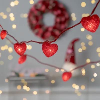 10-Count Red Heart Mini Valentine's Day Light Set  7.5ft Red Wire