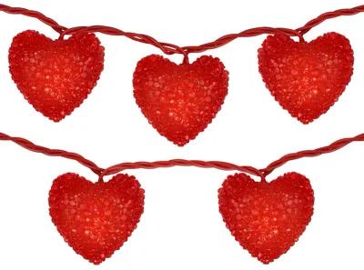 10-Count Red Heart Mini Valentine's Day Light Set  7.5ft Red Wire