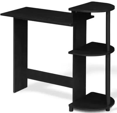 Compact Computer Desk with Shelves, Americano/Black