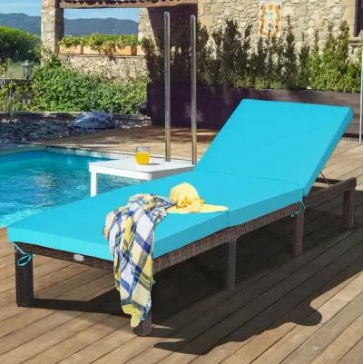 Outdoor Rattan Adjustable Cushioned Chaise