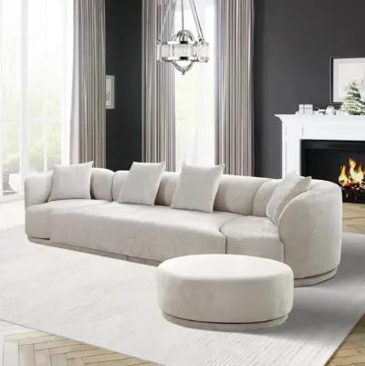 Pasargad Home Amalfi  Upholsted Sectional 4 Pieces Sofa Set, Beige