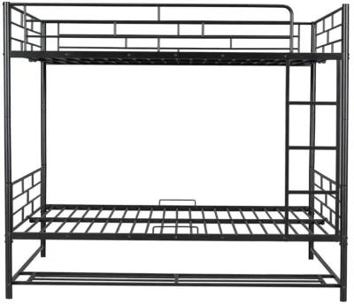 Full Over Full Metal Bunk Bed With Shelf And Guardrails