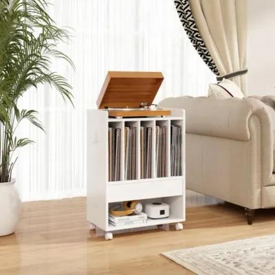 Hivvago Record Rolling Turntable Player Stand with Drawer