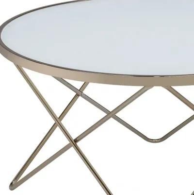 Homezia 34" X 34" X 18" Frosted Glass Champagne Coffee Table