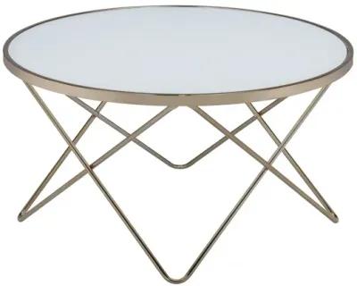 Homezia 34" X 34" X 18" Frosted Glass Champagne Coffee Table