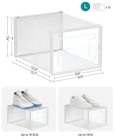 Pack of 18 Stackable Shoe Storage Organizers - Efficient Shoe Boxes for Neat Storage