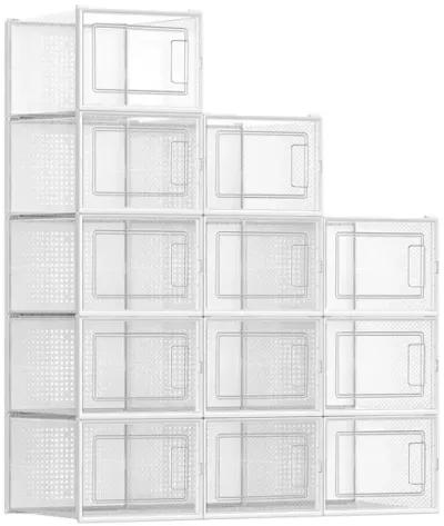 Pack of 18 Stackable Shoe Storage Organizers - Efficient Shoe Boxes for Neat Storage