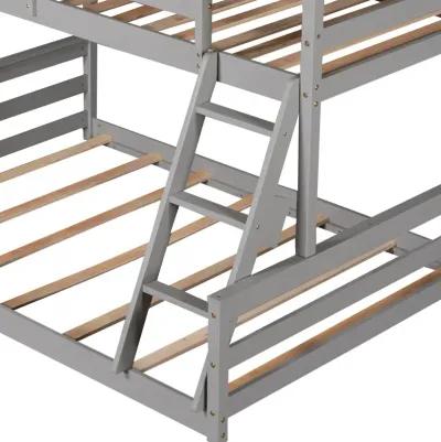 Twin Over Full House Bunk Bed with Built-in Ladder