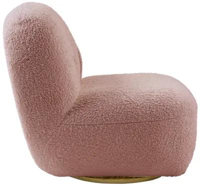 Yedid Accent Chair with Swivel In Pink Teddy Sherpa