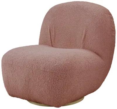 Yedid Accent Chair with Swivel In Pink Teddy Sherpa