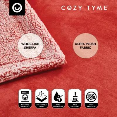 Cozy Tyme Babineaux Flannel Reversible Sherpa Throw Blanket 90"x90"