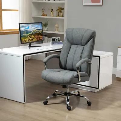 Grey Executive Seating: High Back Office Chair with Padded Armrests