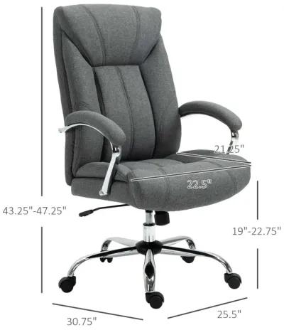 Grey Executive Seating: High Back Office Chair with Padded Armrests