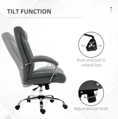 Grey Executive Seating: High Back Office Chair with Padded Armrests