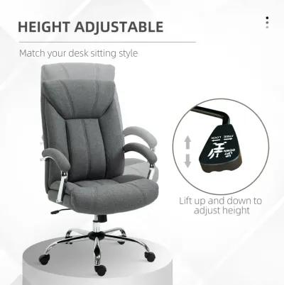 Grey Executive Seating: High Back Office Chair with Padded Armrests