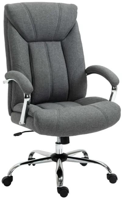 Grey Executive Seating: High Back Office Chair with Padded Armrests