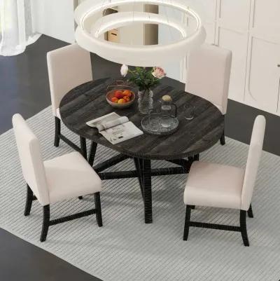 Merax Retro Dining Set with Extendable Round Table