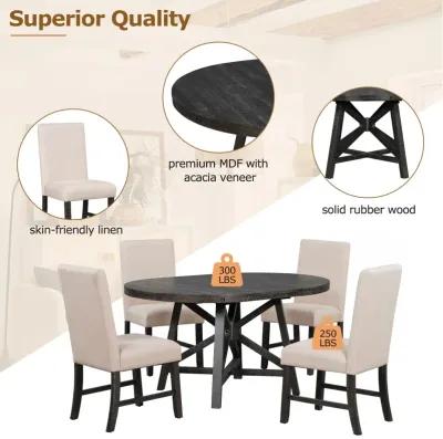 Merax Retro Dining Set with Extendable Round Table