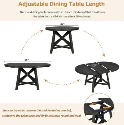 Merax Retro Dining Set with Extendable Round Table