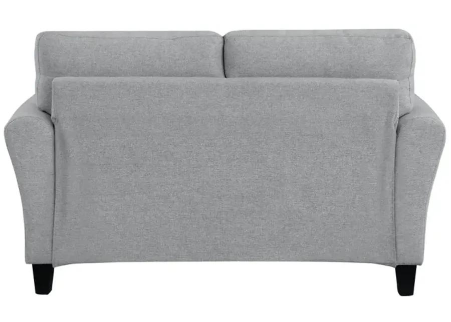 Gray Fabric Upholstered Loveseat with Rounded Arms