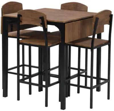 Farmhouse 5-piece Counter Height Drop Leaf Dining Table Set with Dining Chairs