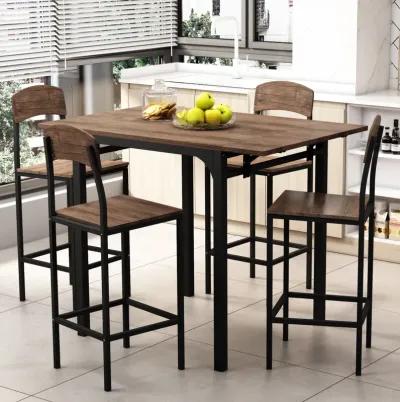 Farmhouse 5-piece Counter Height Drop Leaf Dining Table Set with Dining Chairs