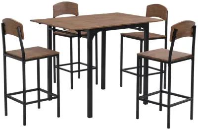 Farmhouse 5-piece Counter Height Drop Leaf Dining Table Set with Dining Chairs