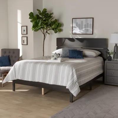 Baxton Studio Anthony Modern Dark Grey Oak Finished Wood King Size Panel Bed