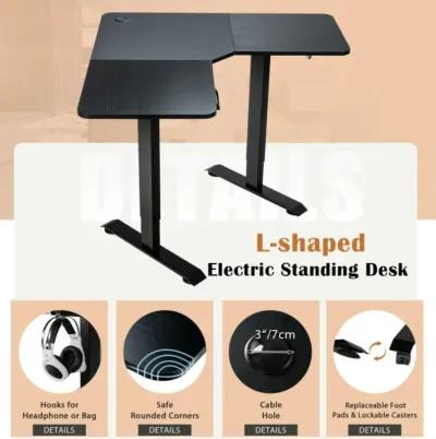 Hivvago L-shaped Electric Standing Desk with 4 Memory Positions and LCD Display