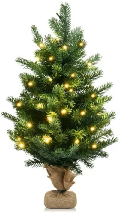 24 Inch Tabletop Fir Artificial Christmas Tree with LED Lights