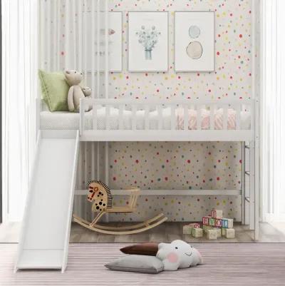 Merax  Low Loft Bed with Ladder and Slide