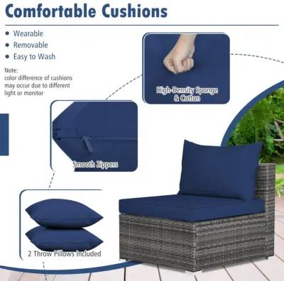 Hivvago 7 Pieces Patio Rattan Furniture Set with Sectional Sofa Cushioned