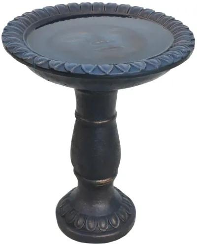 Sunnydaze Facade du Soleil Reinforced Concrete Bird Bath - 26 in - Blue