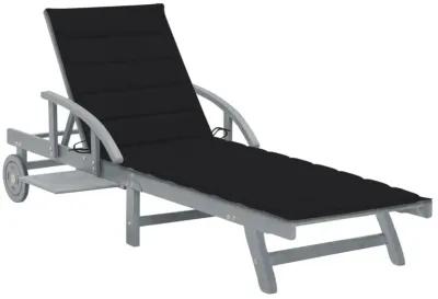 vidaXL Garden Sun Lounger with Cushion Solid Acacia Wood