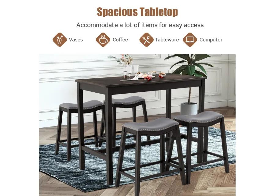 5-Piece Dining Set with 4 Upholstered Stools