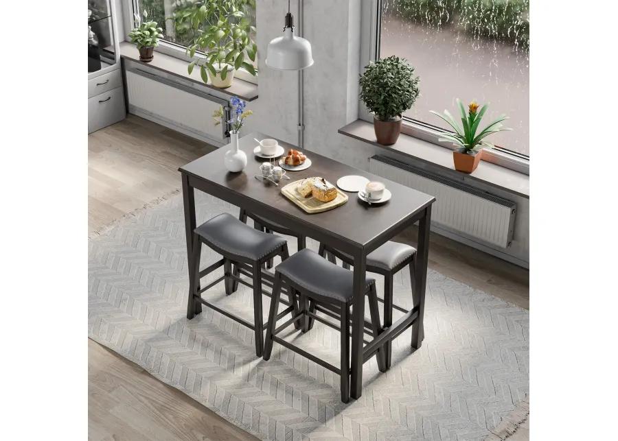 5-Piece Dining Set with 4 Upholstered Stools